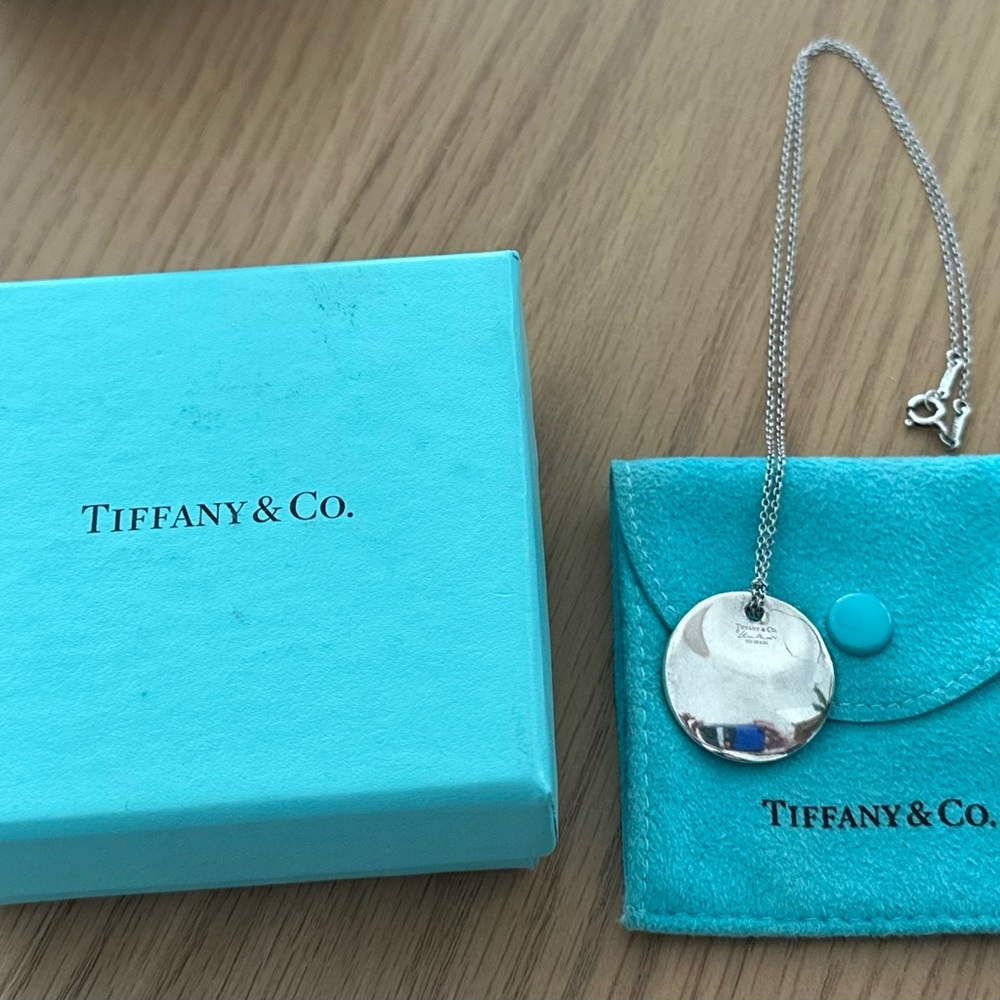 Vintage Tiffany & Co Elsa Peretti Round Circle Disc Pendant Necklace silver